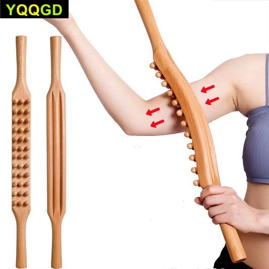 Guasha Wood Stick Massage Tool,36 Beads Wood Massage Roller Stick,Lymphatic Drainage Massager for Body Shaping,Back,Leg
